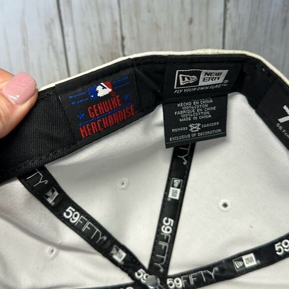 Boston Red Sox Lids New Era 59Fifty Black White Size 7-3/8 100% Cotton - Picture 8 of 10